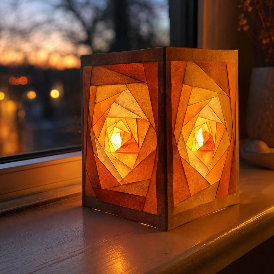 Paper lantern with iris folding panels